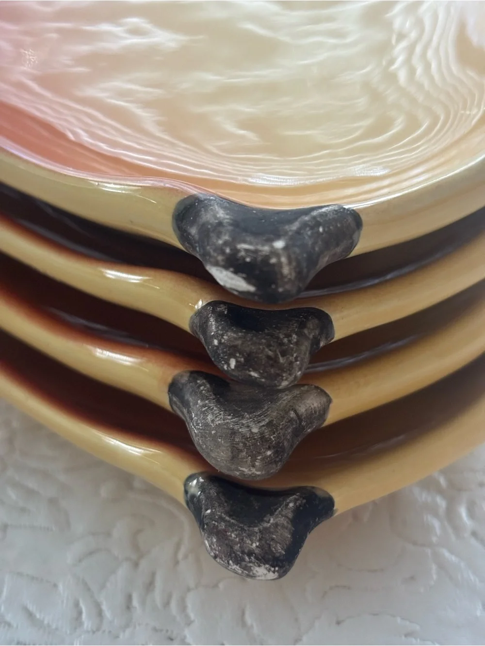 Set of 4 Vintage Pottery Barn Yellow-Orange Pear-Shaped Ceramic Serving Plates